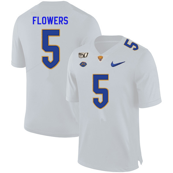 2019 Men #5 Ruben Flowers Pitt Panthers College Football Jerseys Sale-White